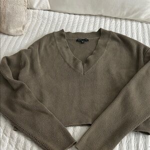 Kendall & Kylie Olive V-Neck Sweater